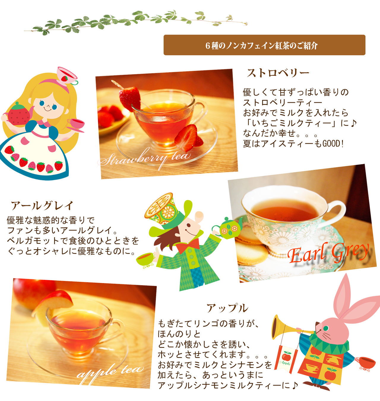 福袋 カフェインレス紅茶（ティーバッグ&リーフ）5000円相当★→3590円 ★ メール便送料無料　紅茶の国のアリス